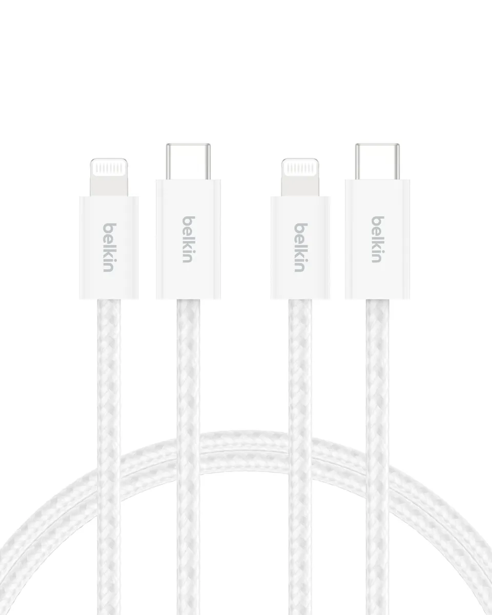 belkin-boostcharge-pack-de-2-c-bles-usb-c-vers-lightning-1-5-m-tress-s-blanc image 1