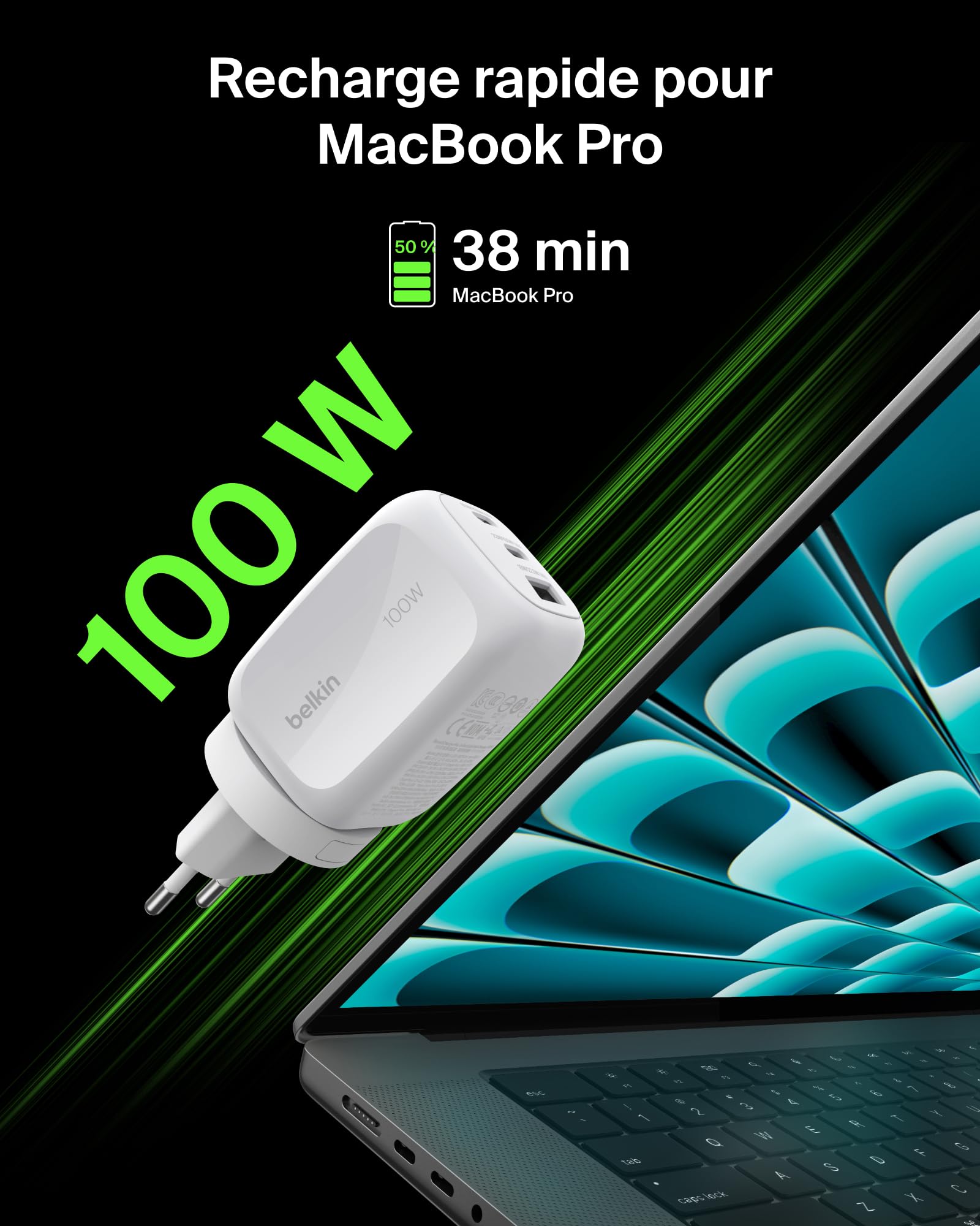belkin-chargeur-secteur-gan-100w-3-ports-2x-usb-c-usb-a image 4