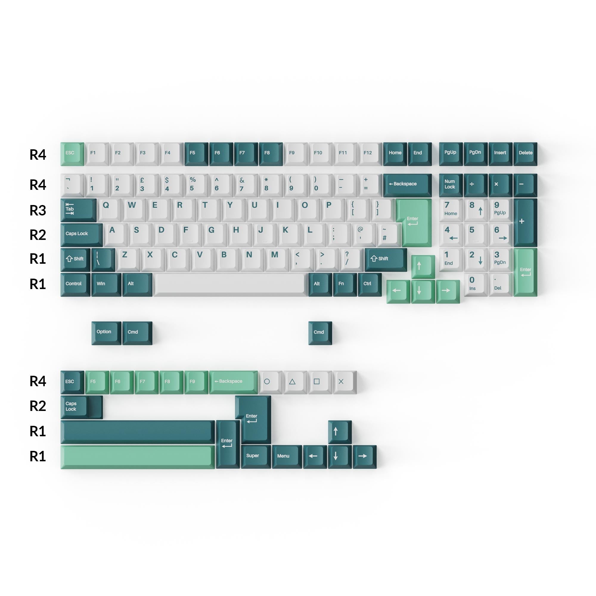 keychron-set-complet-de-touches-pbt-double-shot-profil-cherry-blanc-menthe image 5
