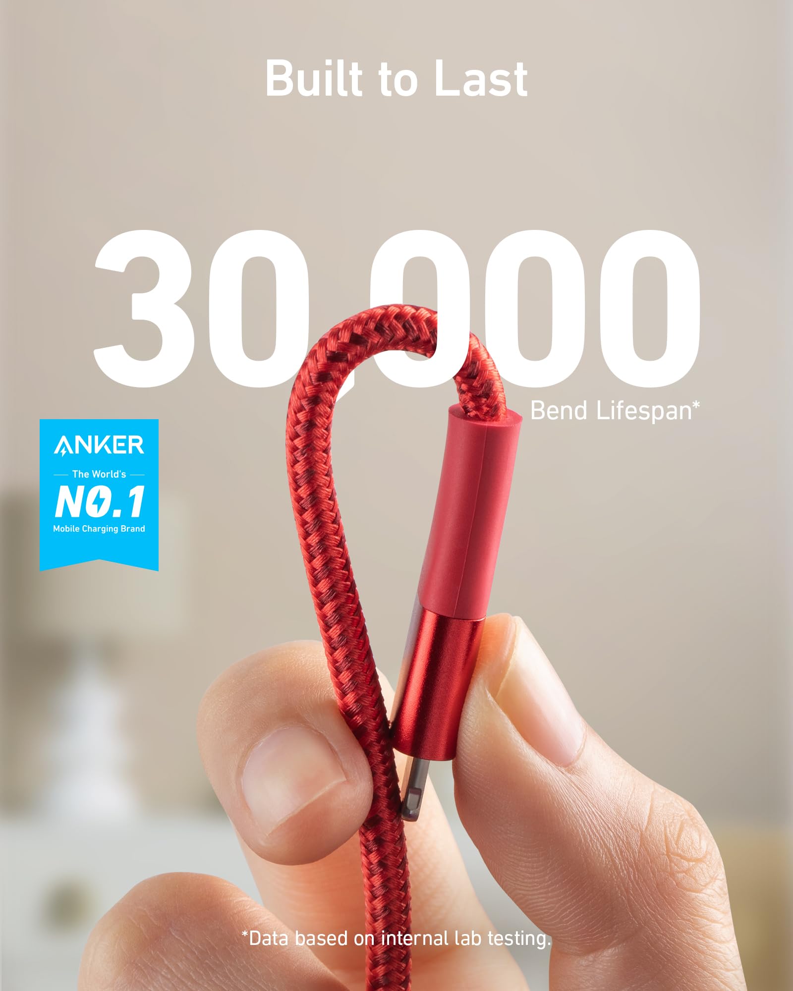 anker-551-powerline-c-ble-usb-a-vers-lightning-3-m-rouge-certifi-mfi-iphone image 2