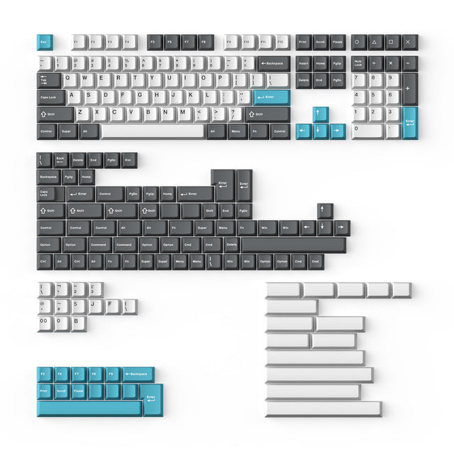 keychron-cherry-profile-double-shot-pbt-full-set-keycaps-gris-blanc-bleu image 1