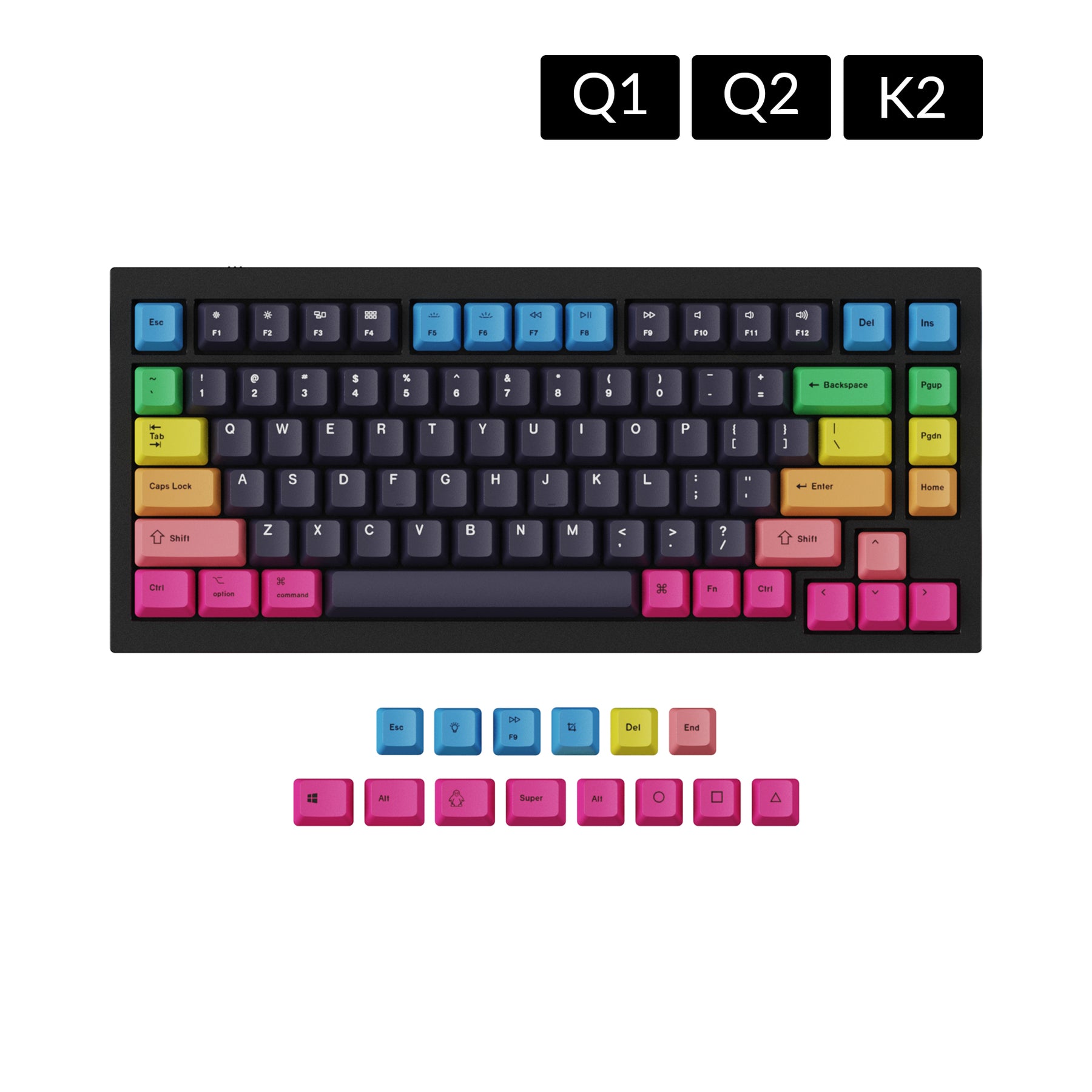 keychron-set-de-keycaps-pbt-dye-sub-profil-oem-rainbow image 1
