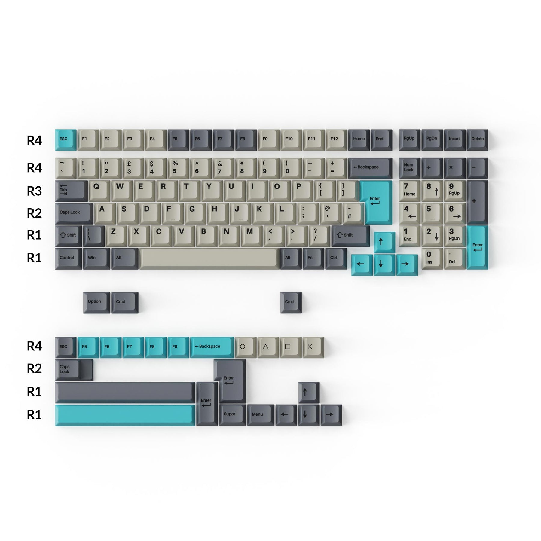 keychron-cherry-profile-double-shot-pbt-set-complet-de-capuchons-dolch-blue image 5