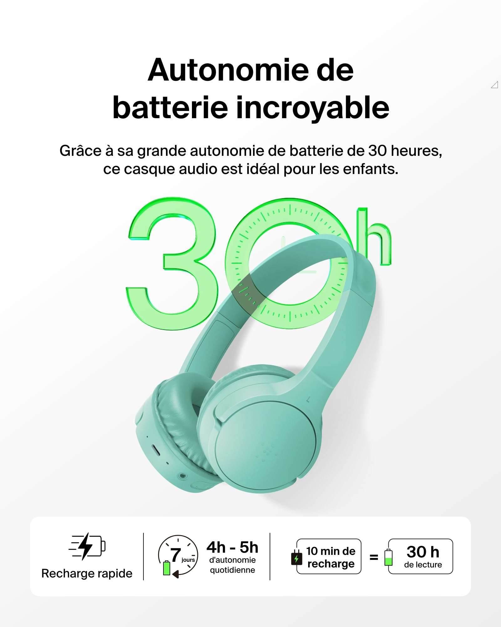 belkin-soundform-mini-casque-enfant-bluetooth-sans-fil-vert image 4