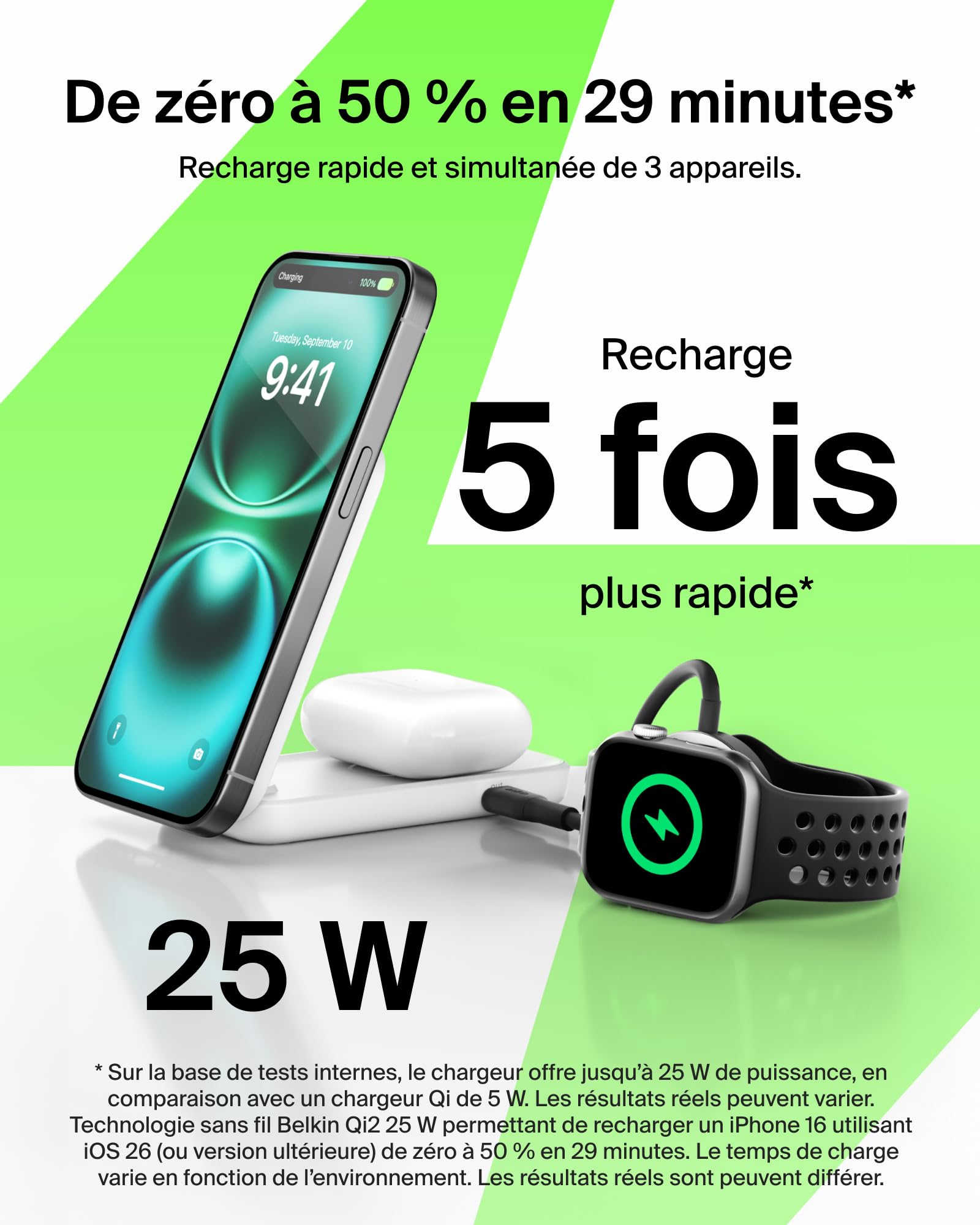 belkin-ultracharge-station-de-charge-2-en-1-induction-qi2-25w-pour-iphone-airpod image 2