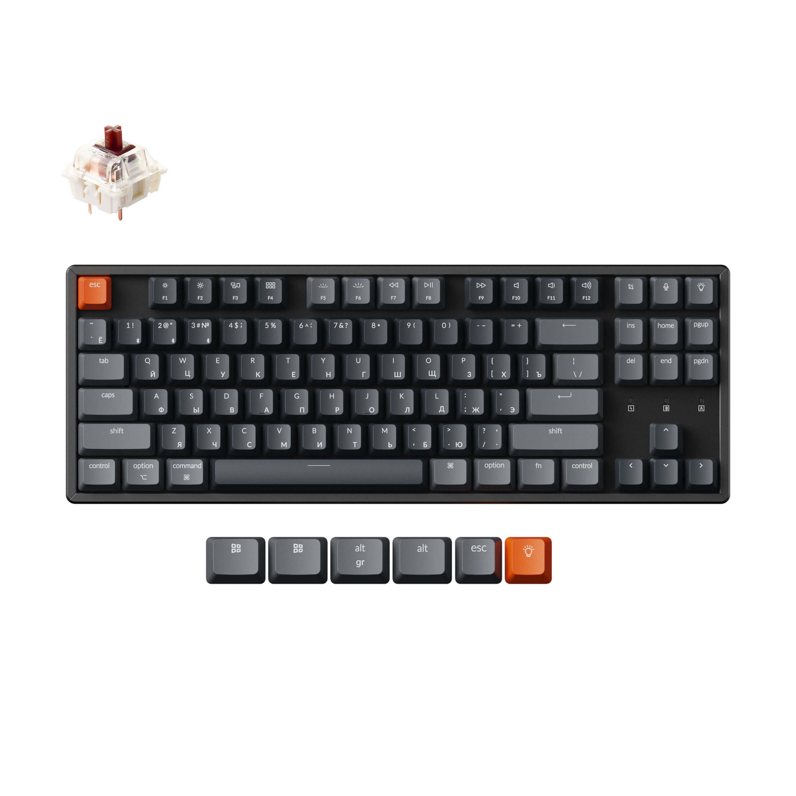 keychron-k8-clavier-m-canique-sans-fil-tkl-80-layout-russe-ru image 2