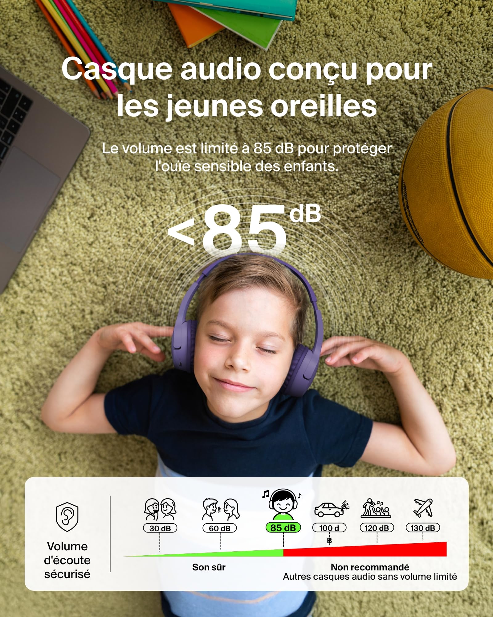 belkin-soundform-mini-casque-enfant-bluetooth-sans-fil-violet image 3