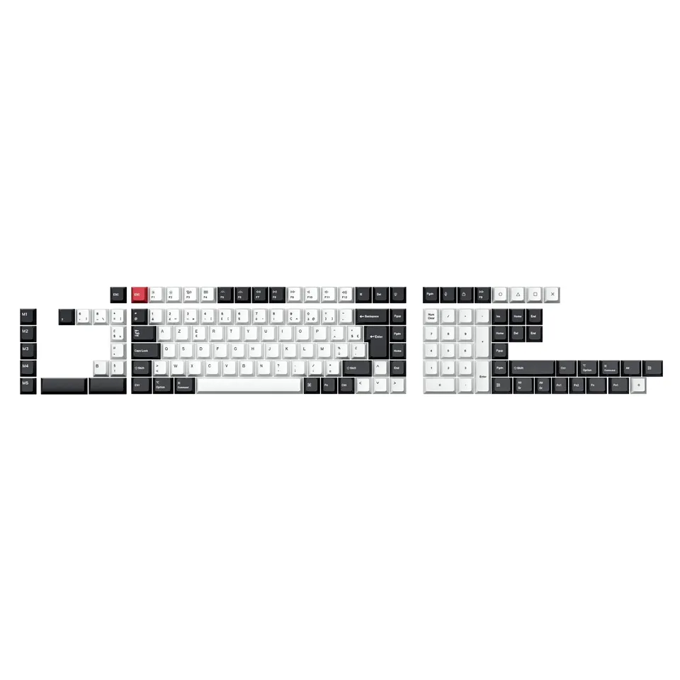 keychron-set-de-touches-iso-cherry-dye-sub-pbt-full-set-black-and-white image 1