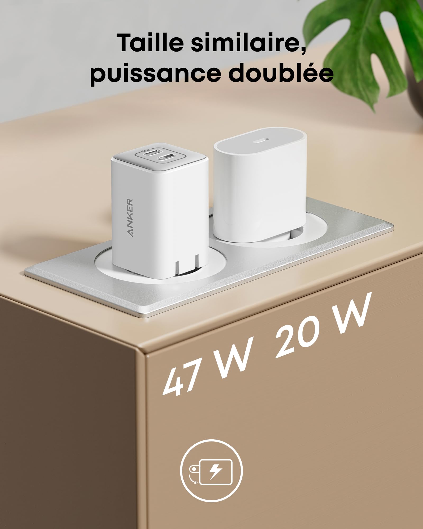 anker-523-chargeur-usb-c-47w-nano-3-2-ports-gan image 2