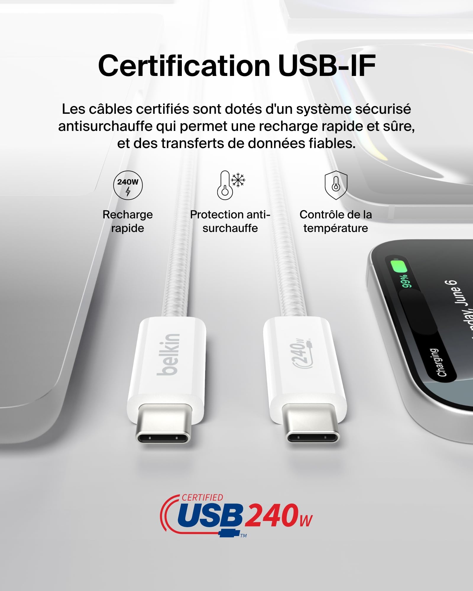 belkin-boostcharge-pack-de-2-c-bles-usb-c-vers-usb-c-tress-s-1-5-m-240w-blanc image 6