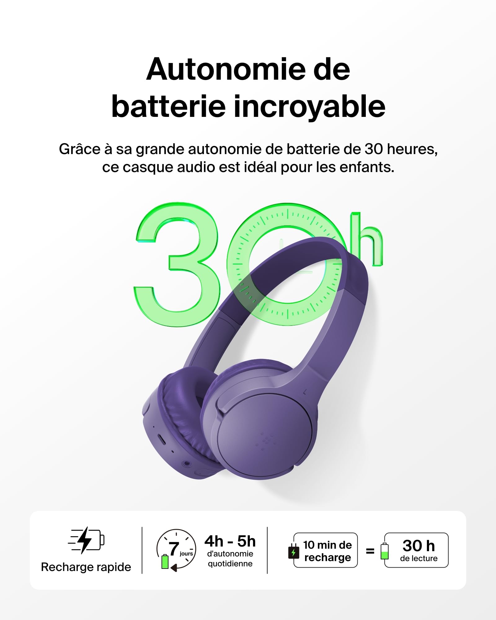 belkin-soundform-mini-casque-enfant-bluetooth-sans-fil-violet image 4