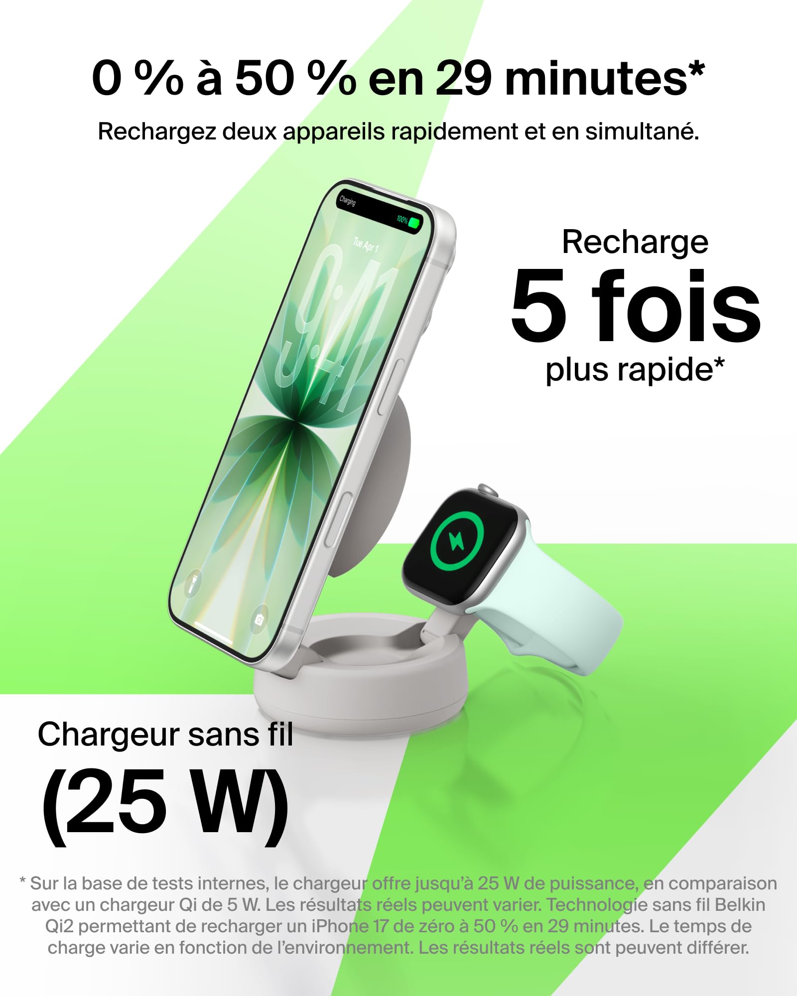 belkin-ultracharge-2-en-1-magsafe-qi2-2-25-w-pliable-adaptateur-45-w-beige image 2