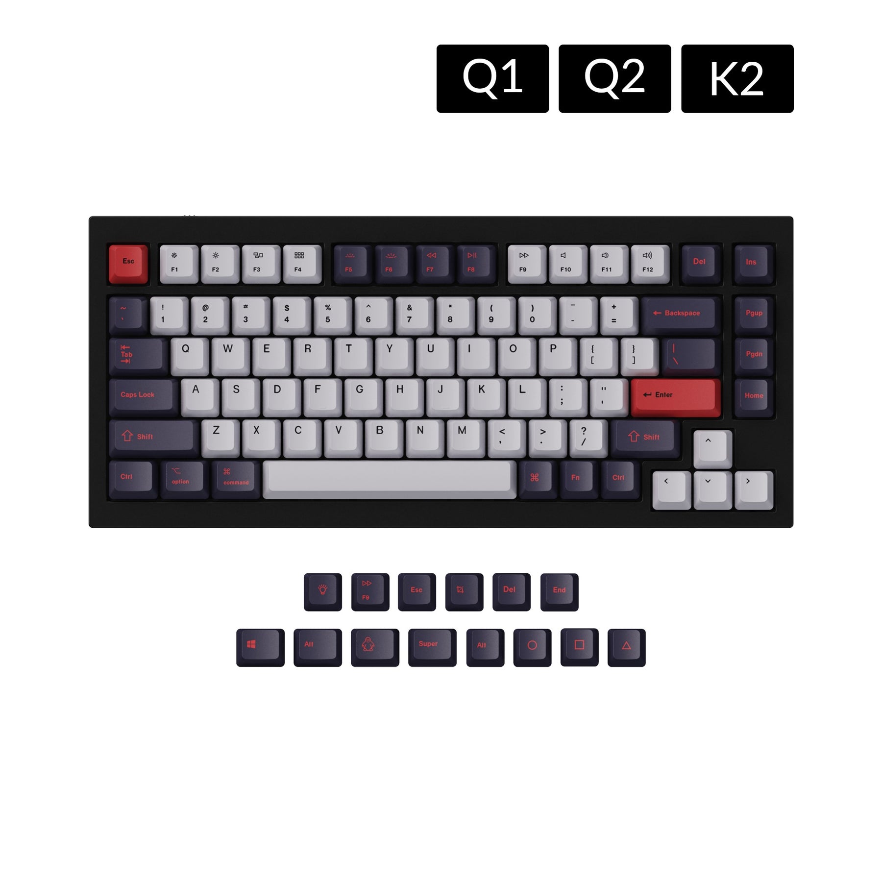 keychron-set-de-keycaps-oem-dye-sub-pbt-ruby-ansi image 1
