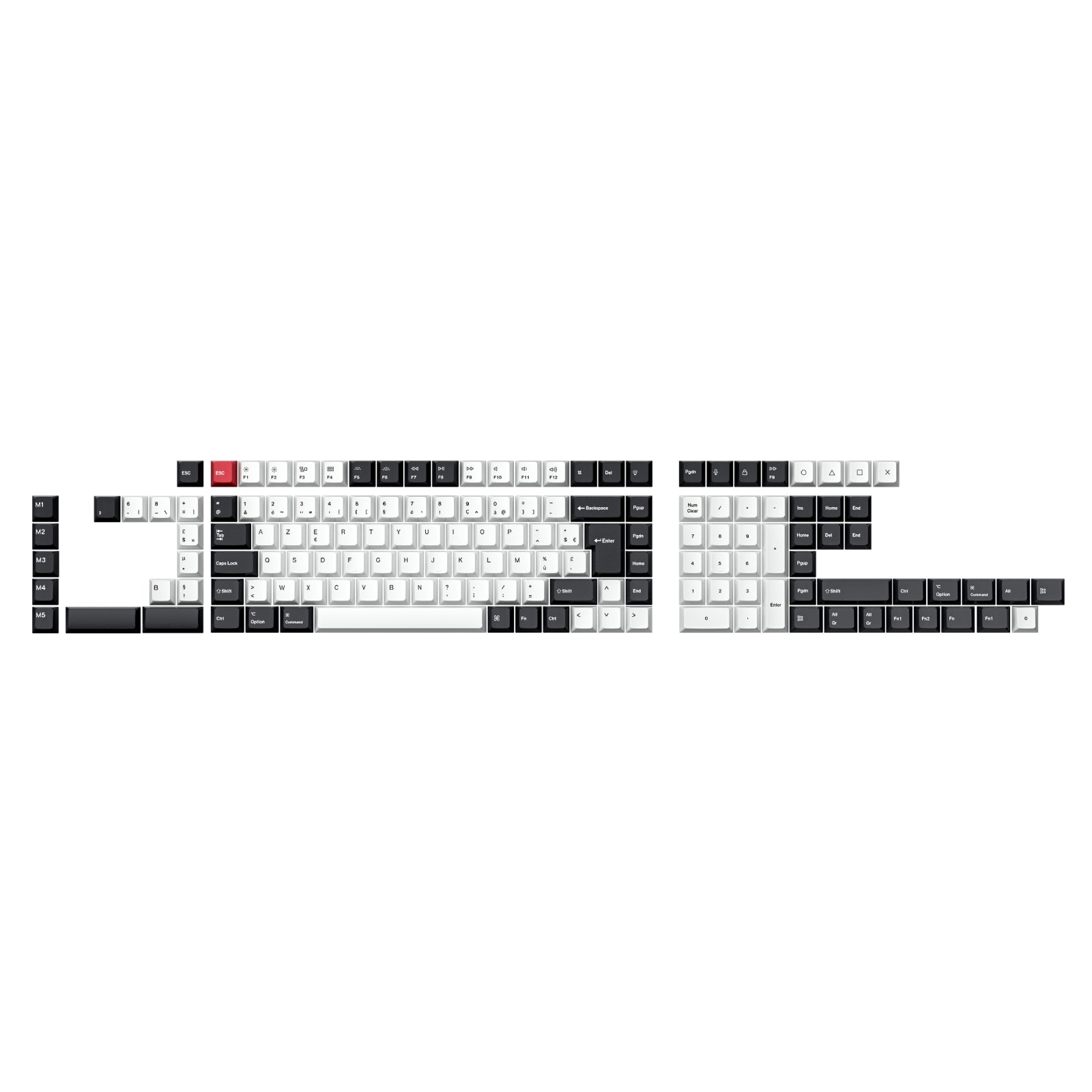 keychron-set-de-touches-iso-cherry-dye-sub-pbt-full-set-black-and-white image 1