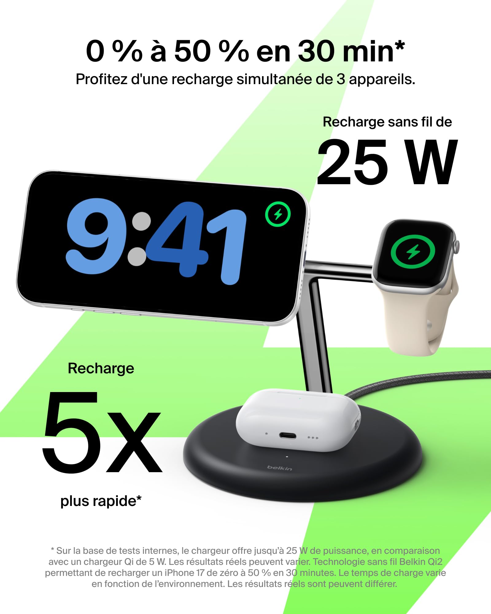 belkin-ultracharge-station-recharge-sans-fil-3-en-1-25w-qi2-2-magsafe-noir image 2