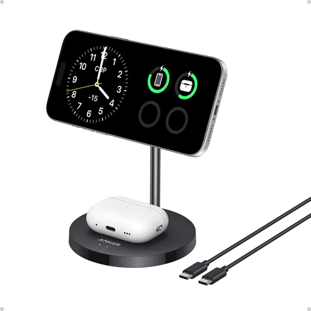 anker-chargeur-induction-qi2-magsafe-15w-support-2-en-1-ajustable-iphone-airpods image 1