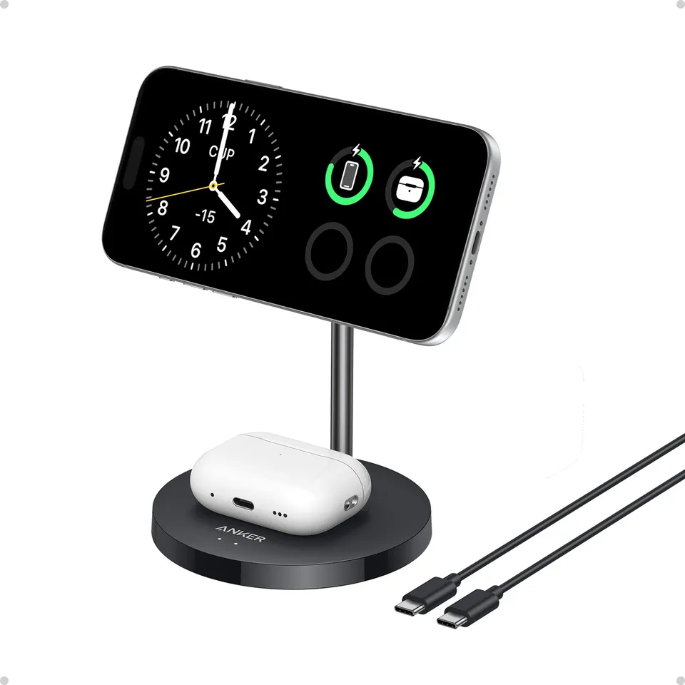 anker-chargeur-induction-qi2-magsafe-15w-support-2-en-1-ajustable-iphone-airpods image 1