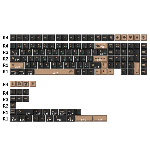 keychron-golden-casino-set-140-keycaps-pbt-dye-sub-profil-cherry image 1
