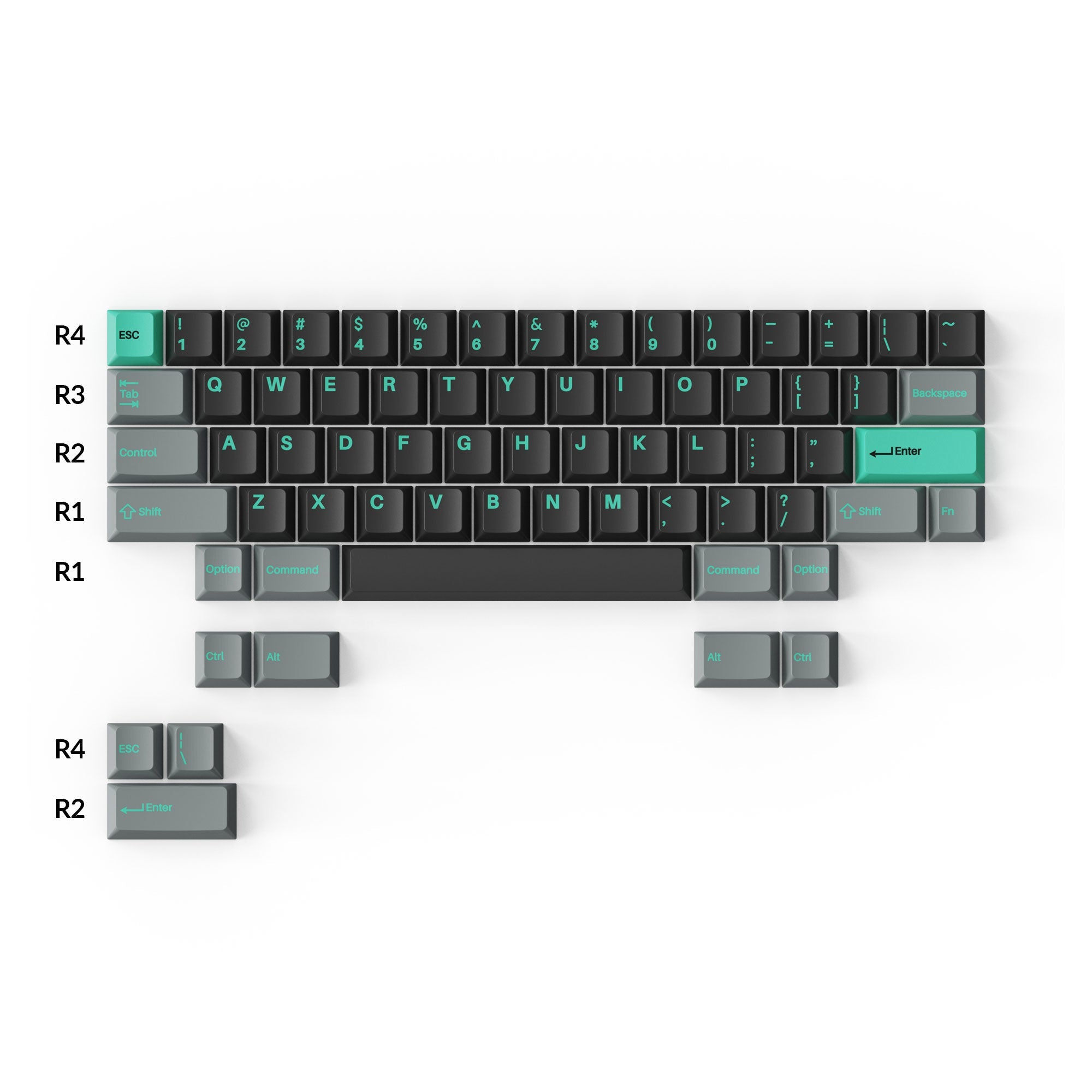 keychron-set-de-keycaps-hacker-mint-cherry-pbt-double-shot-full-set image 3
