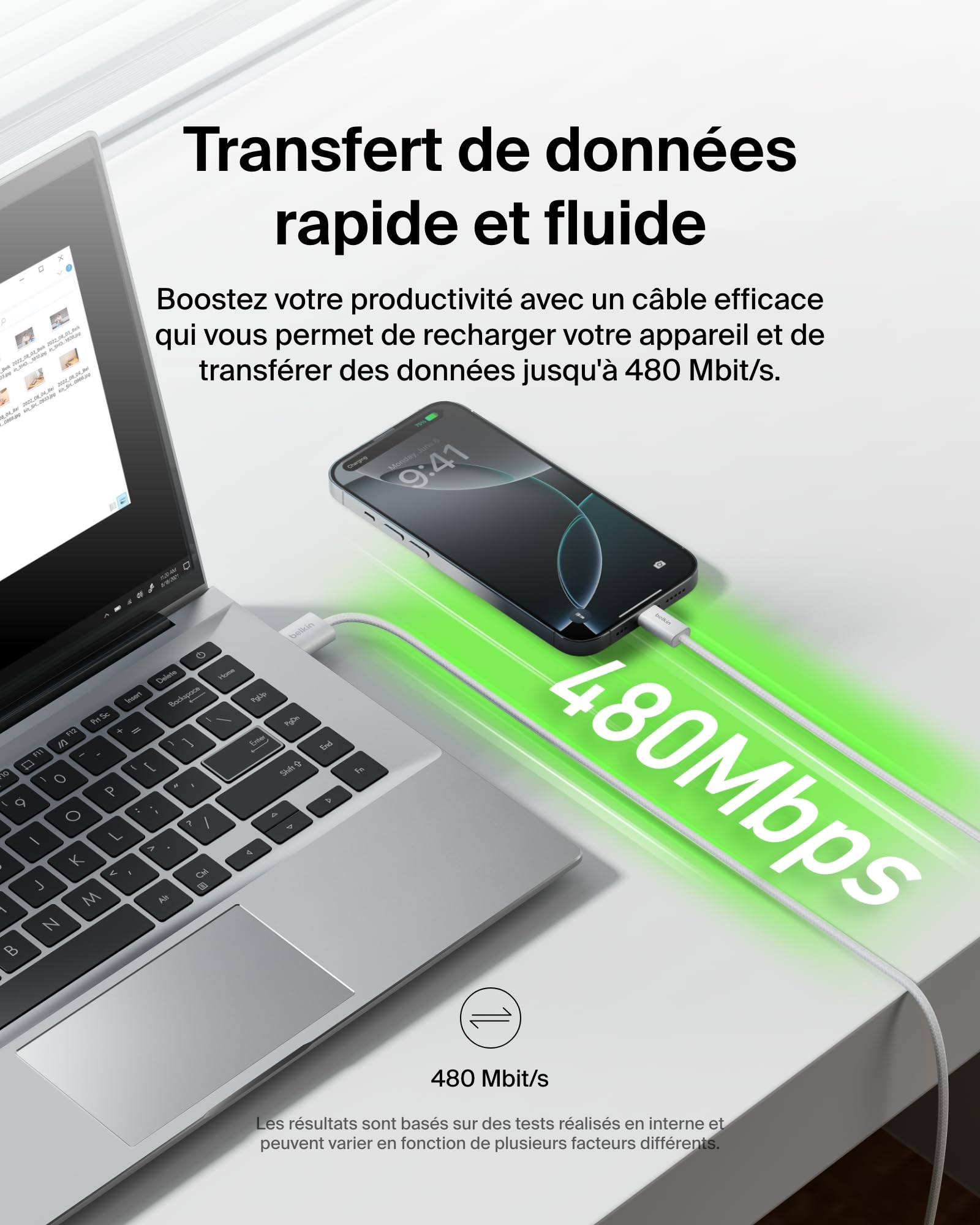 belkin-boostcharge-pack-de-2-c-bles-usb-a-vers-usb-c-tress-s-1-5-m-15-w-blanc image 6