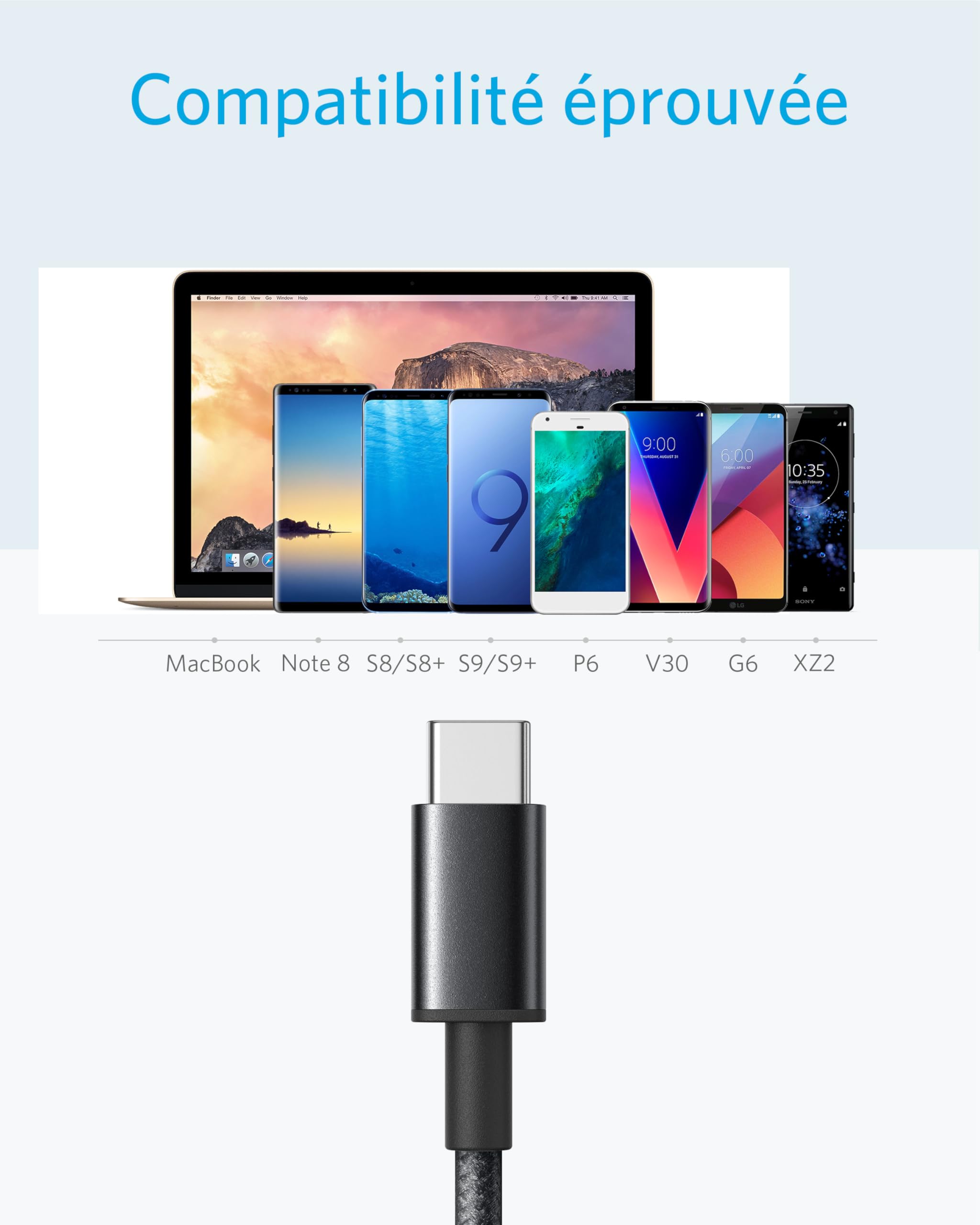 anker-331-lot-de-2-c-bles-usb-a-vers-usb-c-0-9-m-nylon-tress-noir image 2