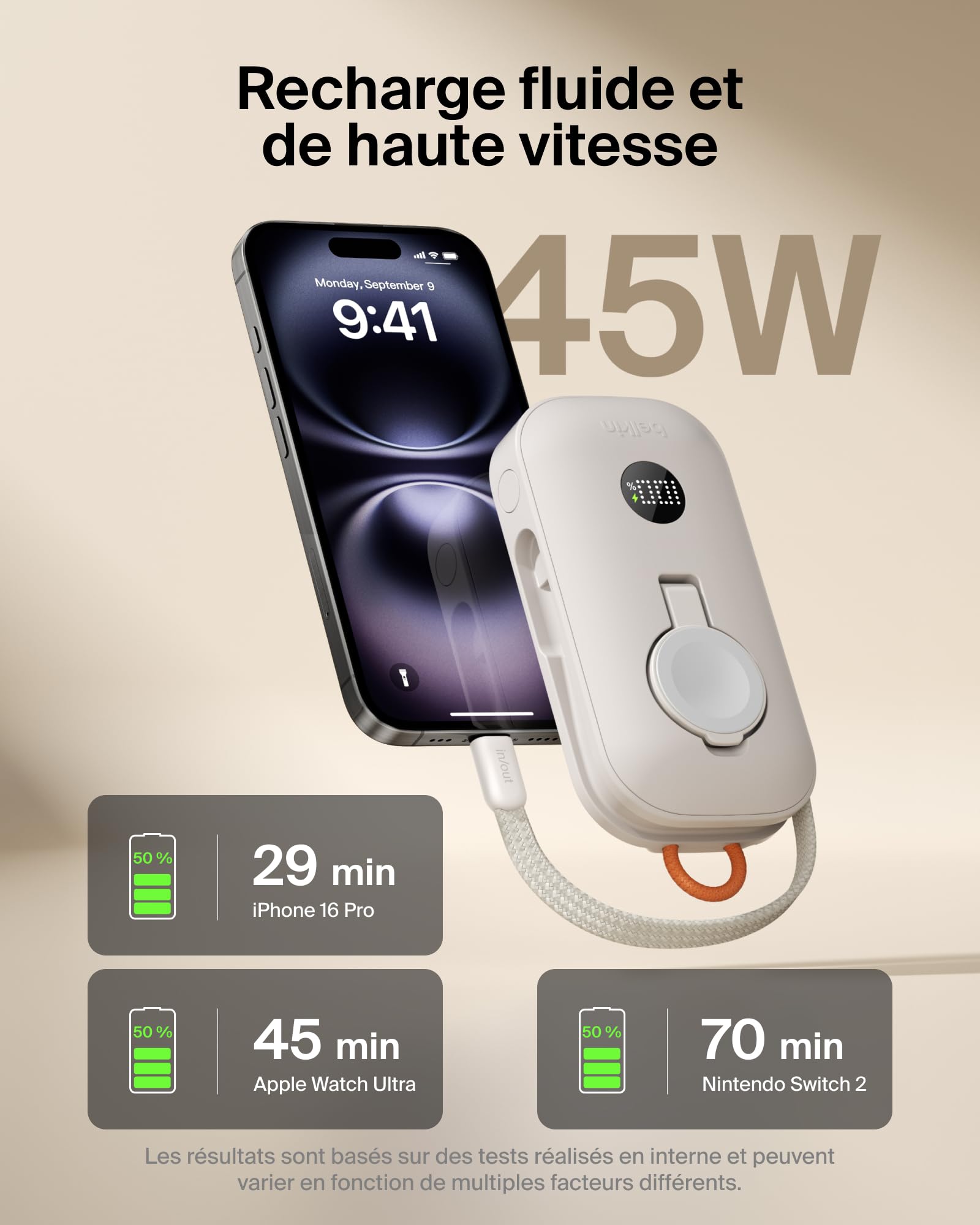 belkin-boostcharge-pro-batterie-externe-10000mah-45w-apple-watch-usb-c-beige image 4