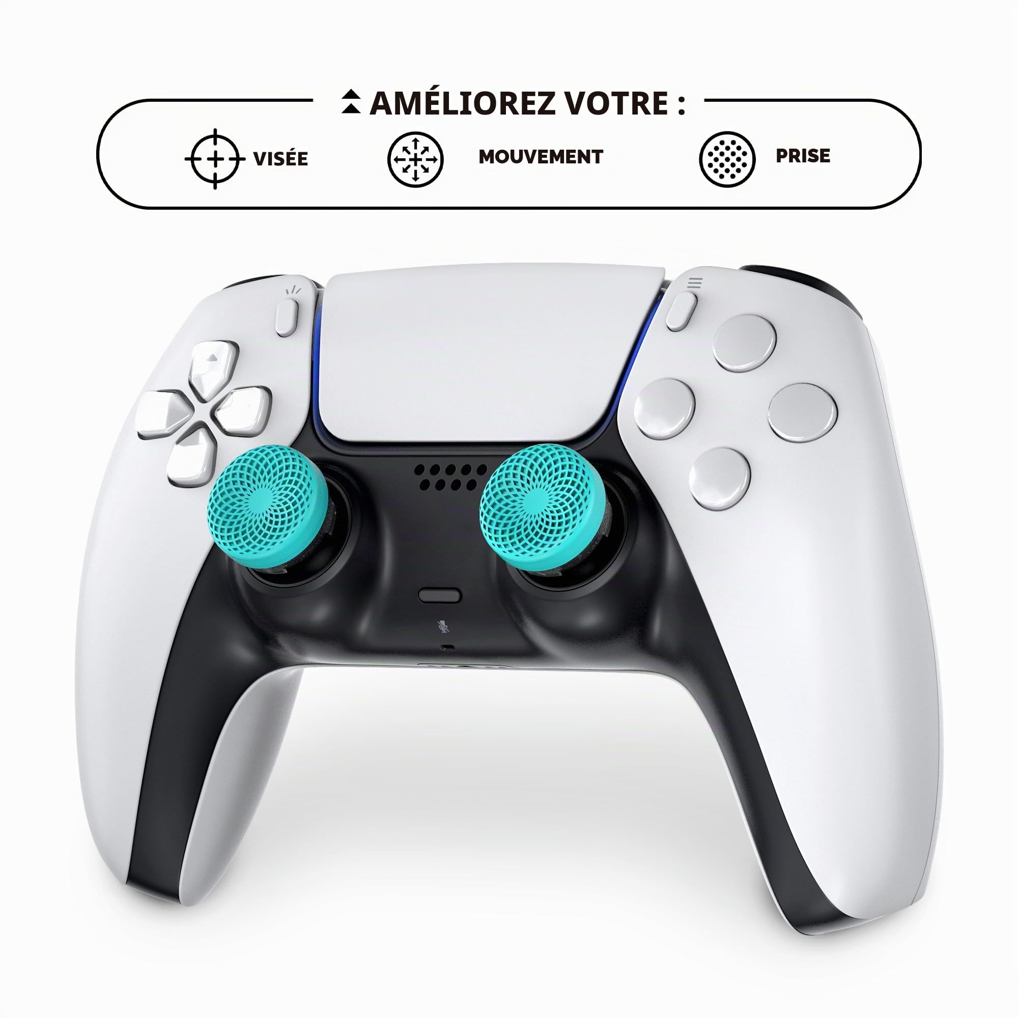 kontrolfreek-lotus-grips-turquoise-2-rehausseurs-joystick-mid-rise-ps5-ps4 image 5