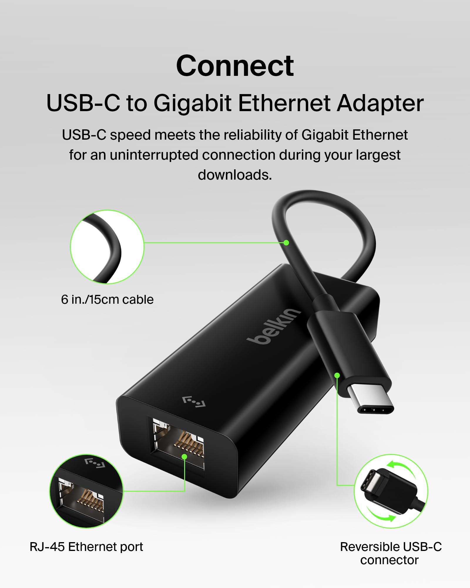 belkin-adaptateur-usb-c-vers-ethernet-gigabit-femelle-noir image 2
