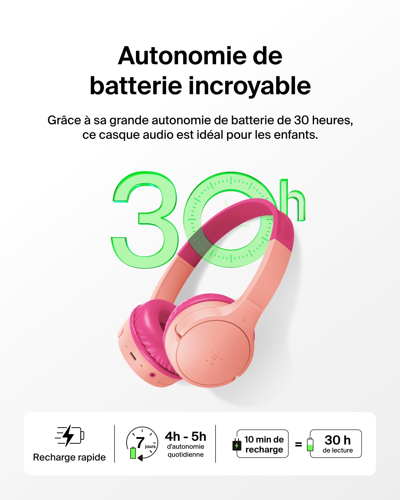 belkin-soundform-mini-casque-enfant-bluetooth-30h-circum-aural-rose image 4