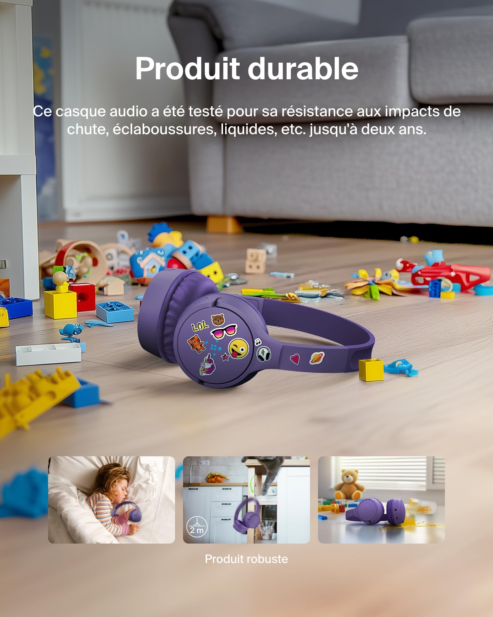 belkin-soundform-mini-casque-enfant-bluetooth-sans-fil-violet image 5