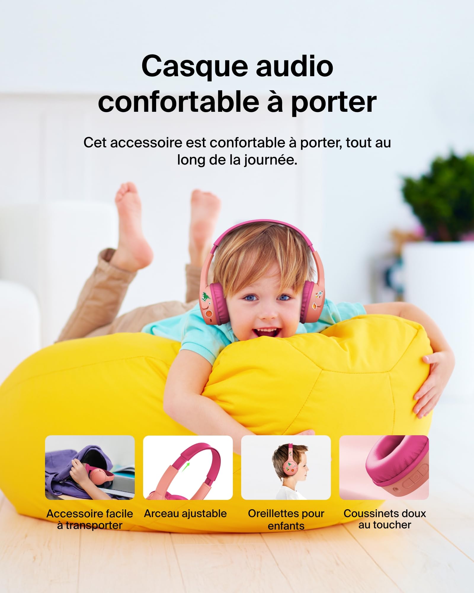 belkin-soundform-mini-casque-enfant-bluetooth-30h-circum-aural-rose image 7