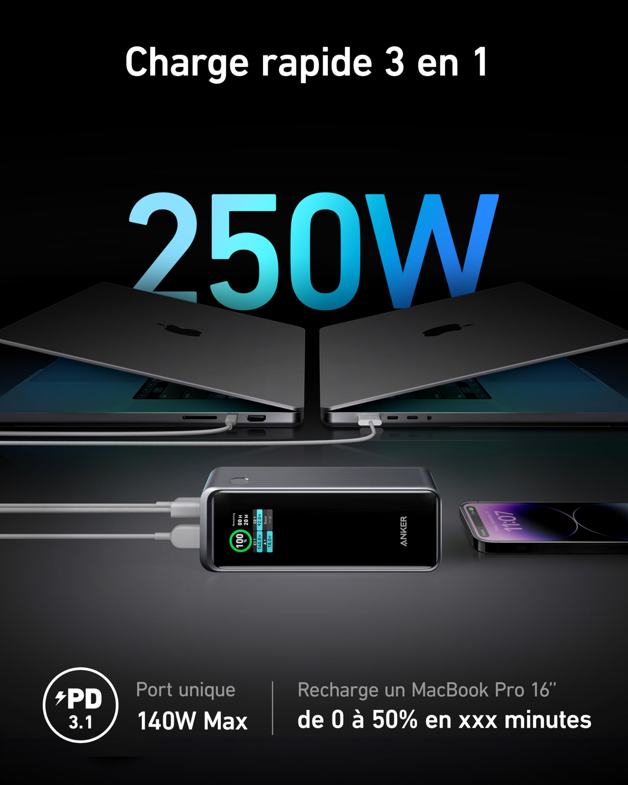 anker-prime-batterie-externe-27650mah-250w-3-ports image 2