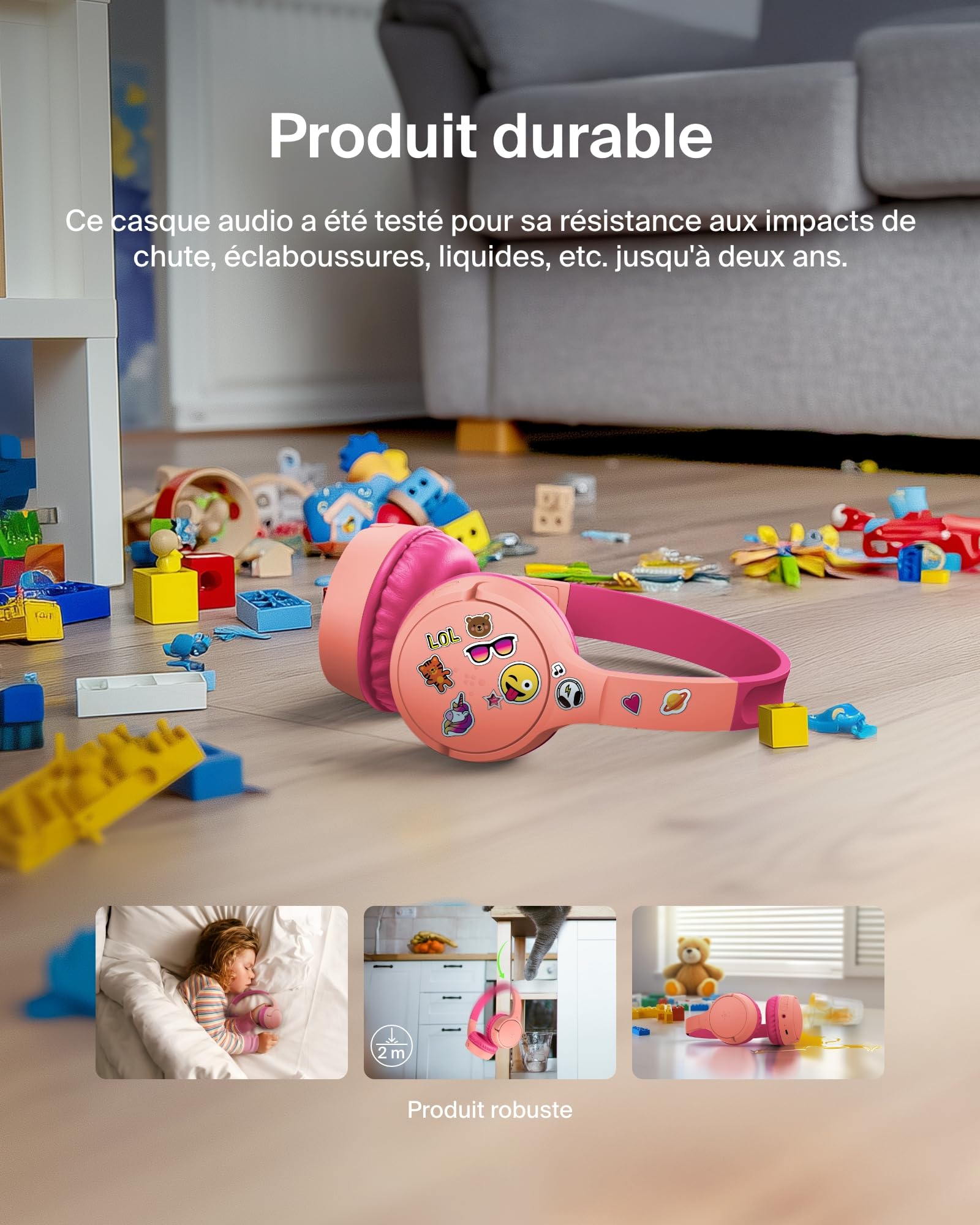 belkin-soundform-mini-casque-enfant-bluetooth-30h-circum-aural-rose image 5