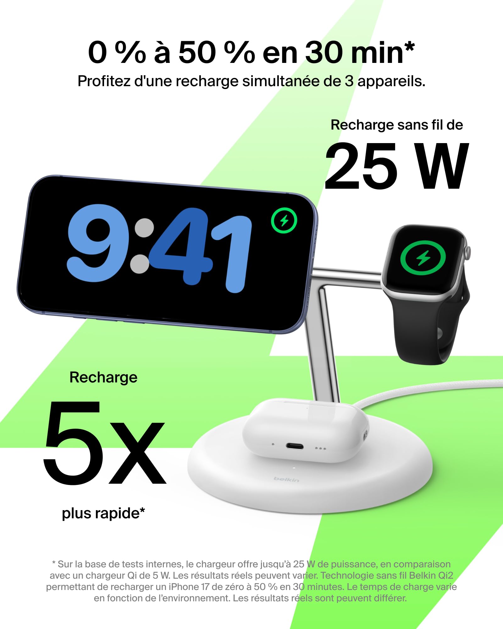 belkin-ultracharge-station-de-recharge-sans-fil-3-en-1-qi2-2-25w-blanc image 2