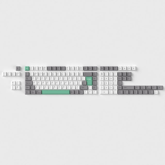 keychron-set-de-keycaps-iso-cherry-dye-sub-pbt-full-set-gris-blanc-menthe image 6