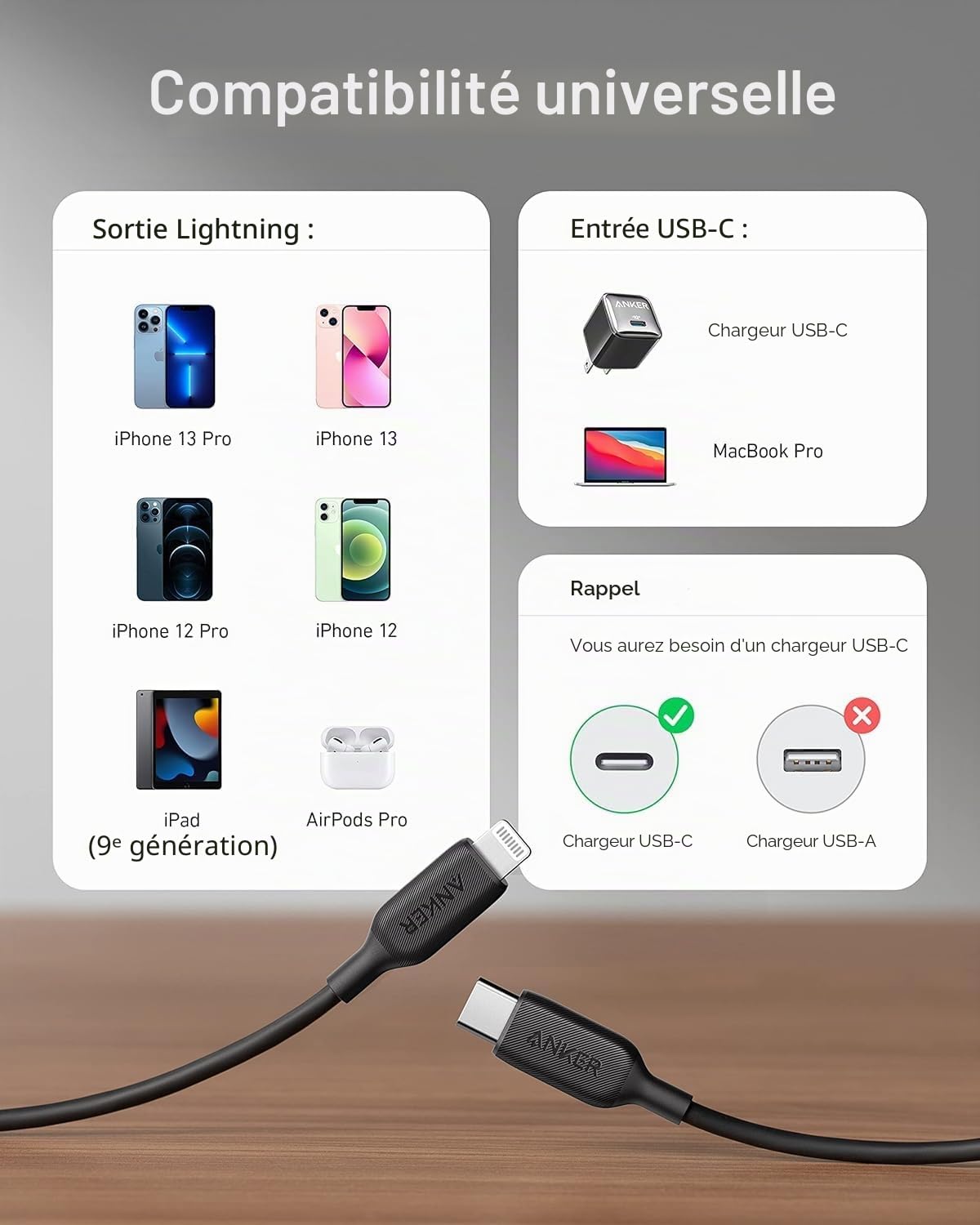 anker-powerline-iii-c-ble-usb-c-vers-lightning-0-3-m-mfi-noir image 5
