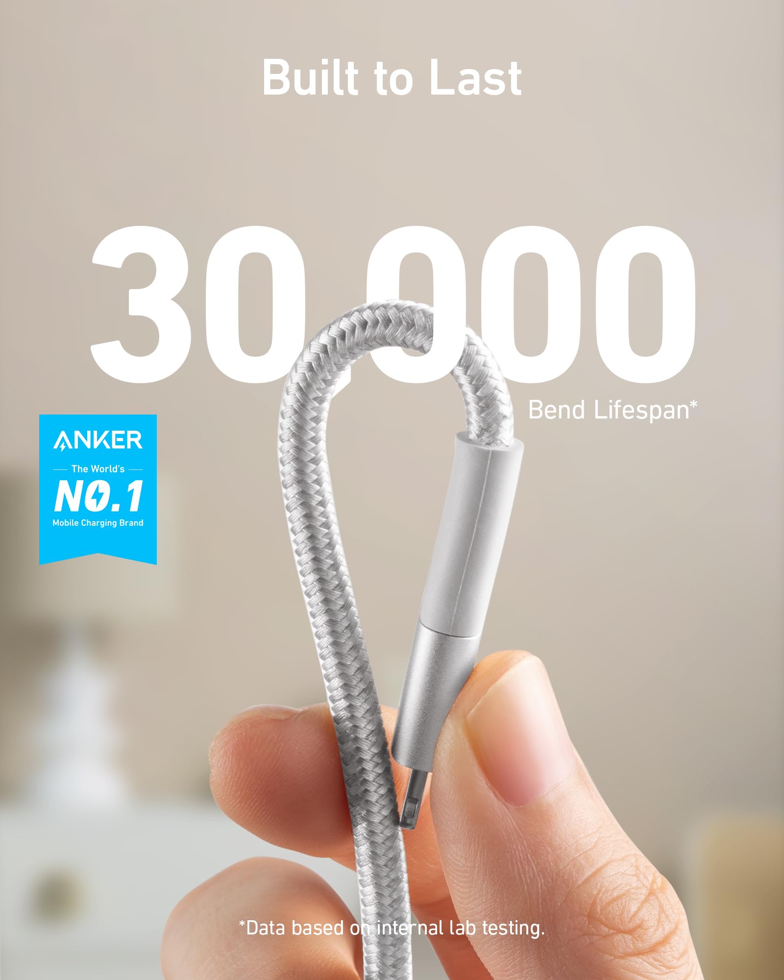anker-551-c-ble-usb-a-vers-lightning-3-m-certifi-mfi-nylon-tress-argent image 2