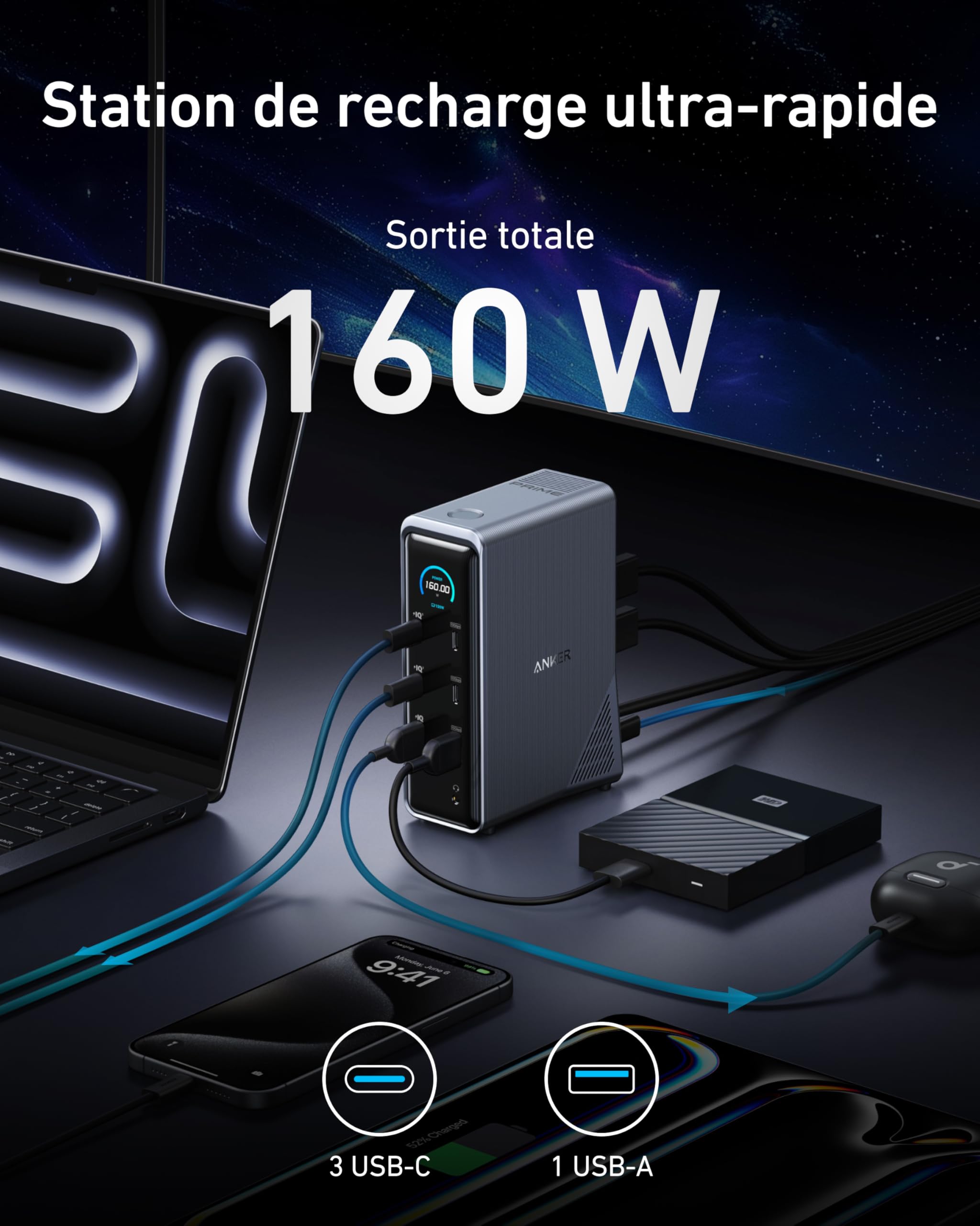 anker-prime-station-d-accueil-160w-14-ports-double-4k-10-gbit-s-pour-dell-macboo image 3
