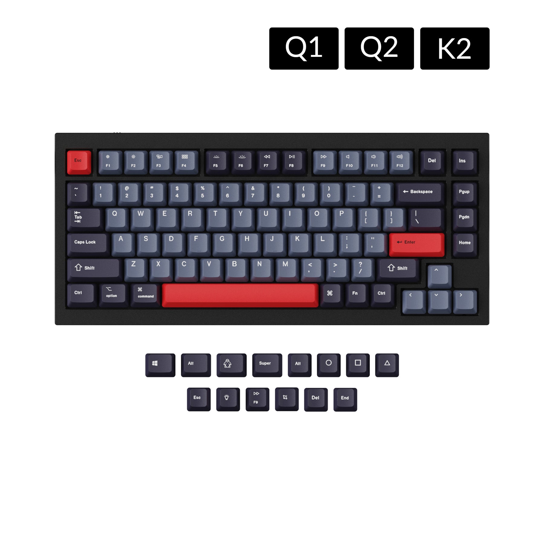 keychron-set-keycaps-oem-pbt-dye-sub-dolch-red-pour-v1-v2-q1-q2-k2-ansi image 1