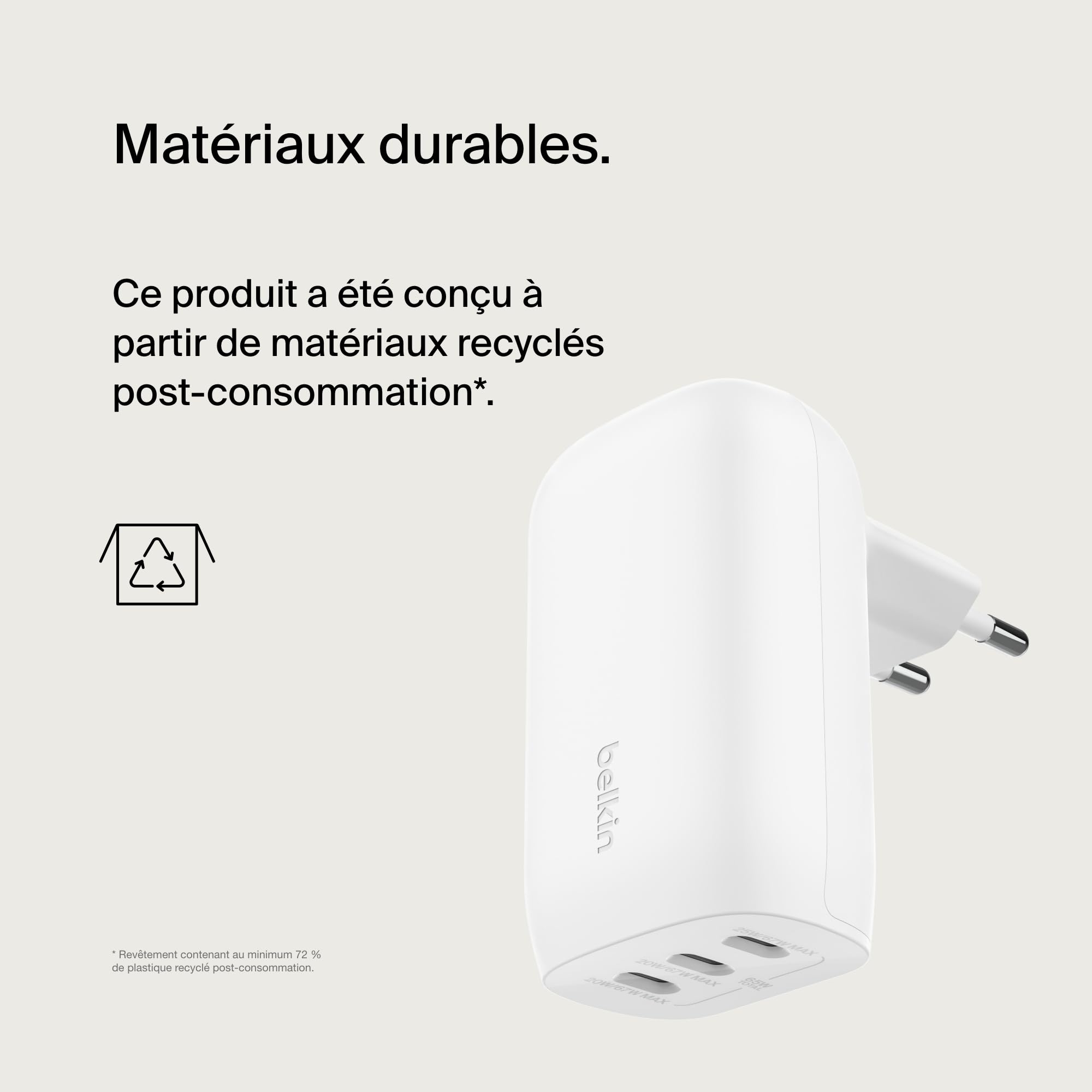 belkin-boostcharge-chargeur-secteur-3-ports-usb-c-67w-pps-blanc image 8