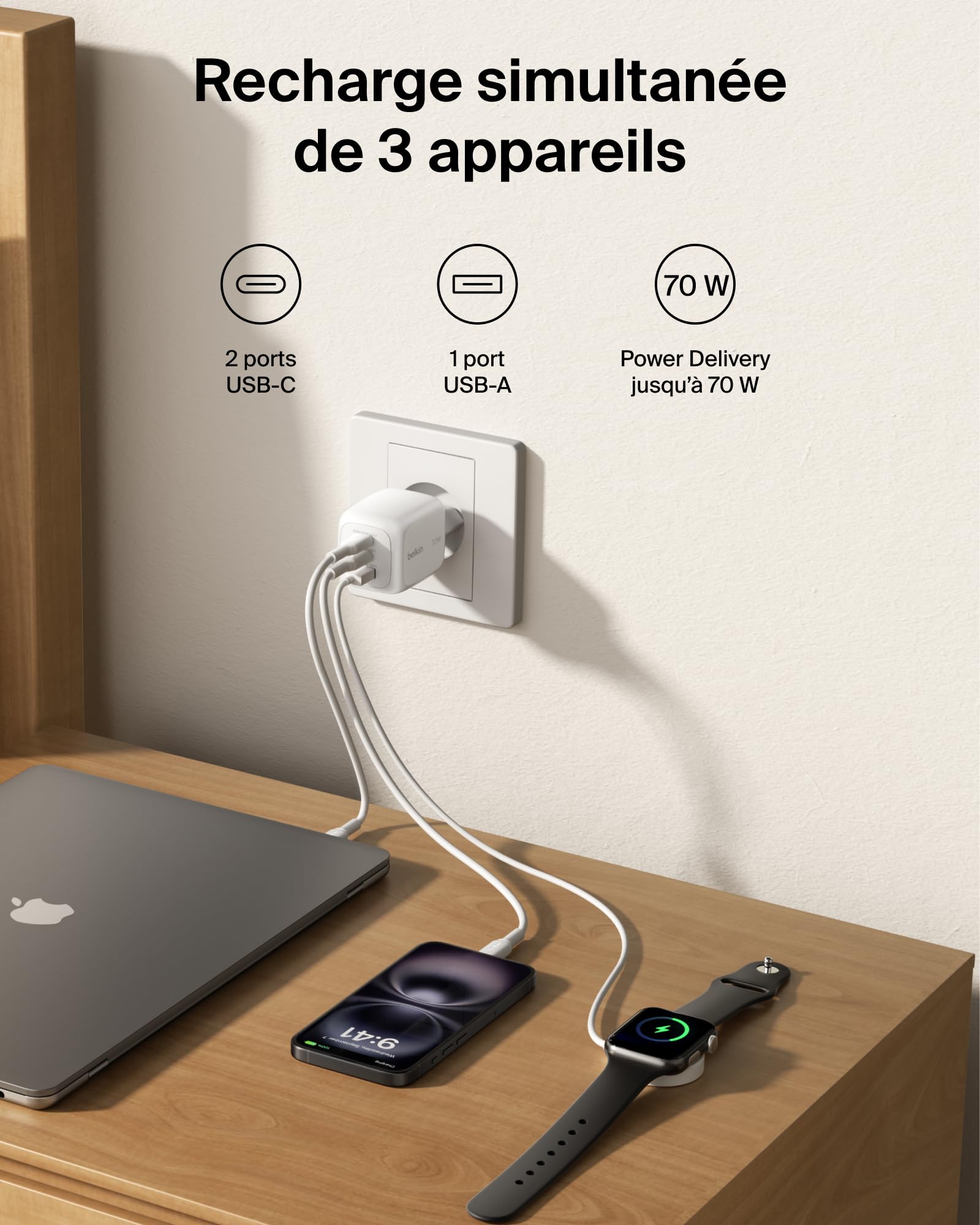 belkin-chargeur-usb-c-gan-70w-3-ports-2-usb-c-usb-a-blanc image 2