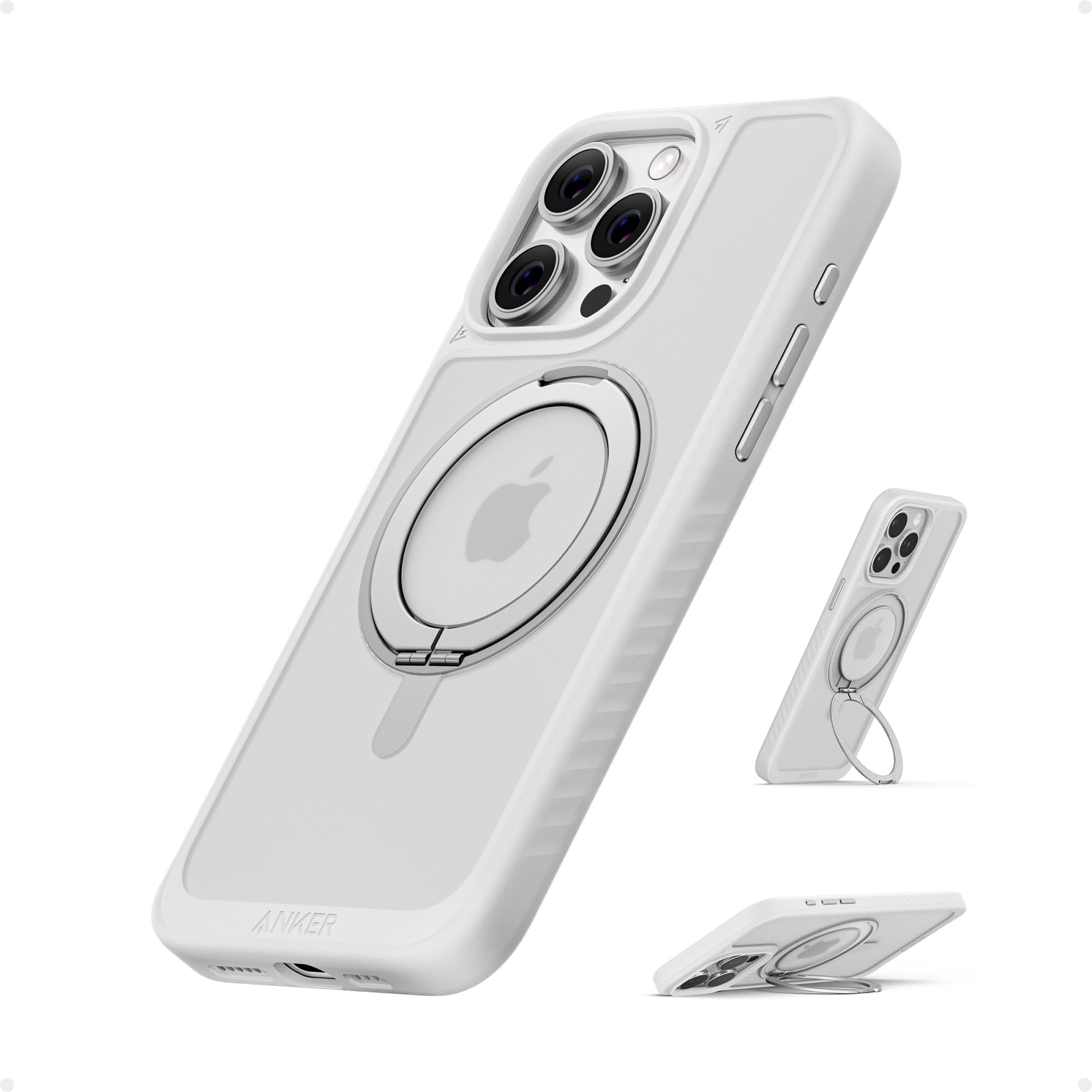 anker-maggo-coque-magn-tique-iphone-15-pro-max-avec-anneau-360-et-b-quille-blanc image 1