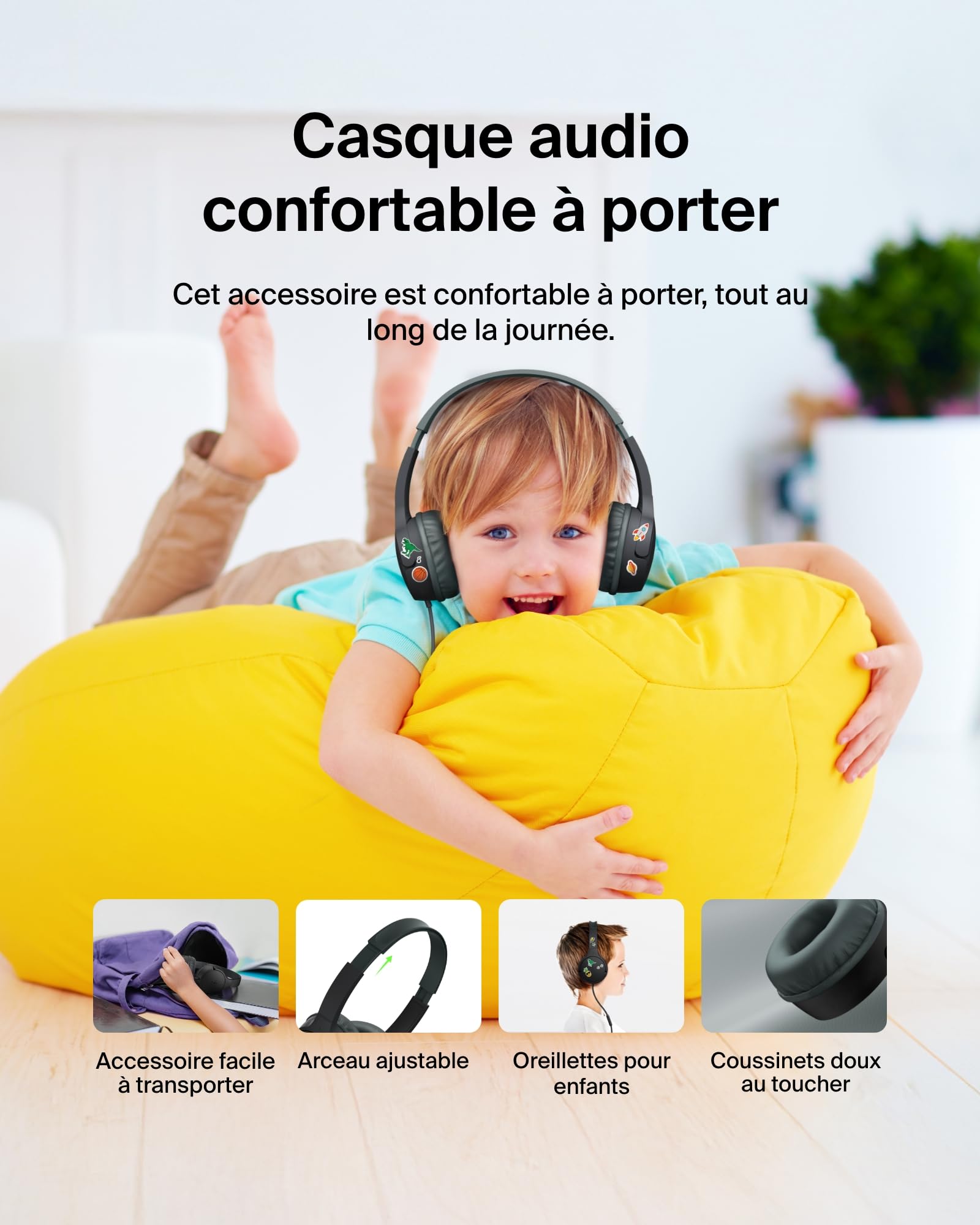 belkin-soundform-mini-casque-enfant-filaire-usb-c-jack-3-5-mm-noir-85-db image 6