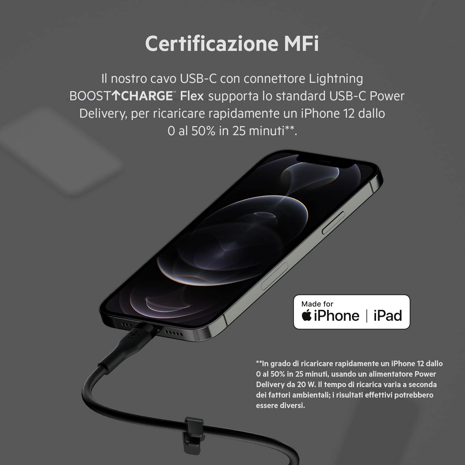 belkin-boostcharge-flex-c-ble-usb-c-vers-lightning-3-m-20-w-mfi-noir image 2