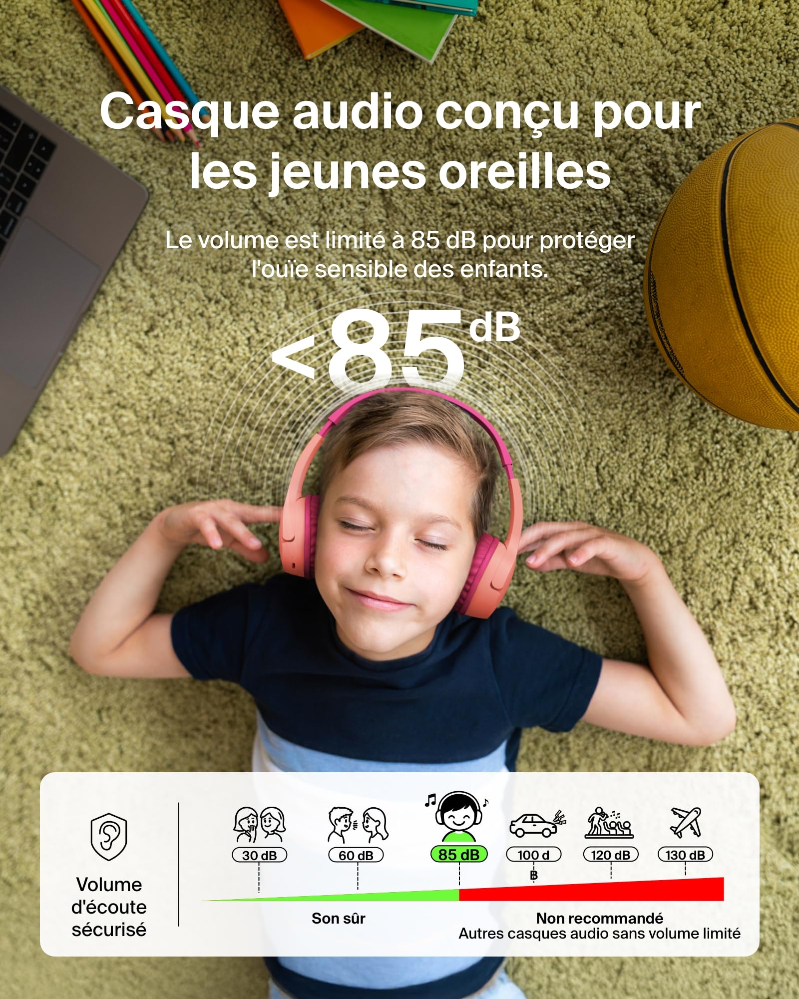 belkin-soundform-mini-casque-enfant-bluetooth-30h-circum-aural-rose image 3