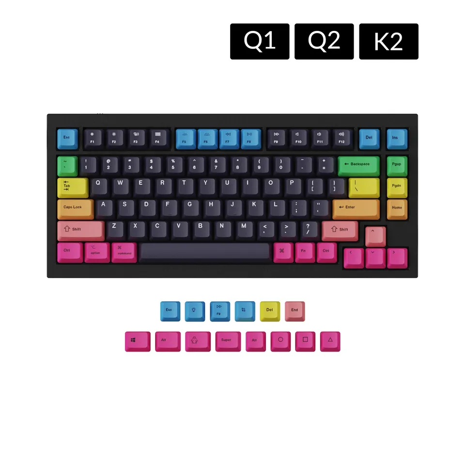 keychron-set-de-keycaps-pbt-dye-sub-profil-oem-rainbow image 1