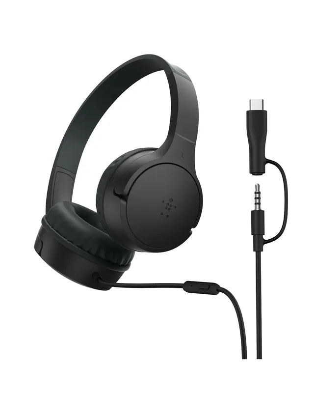 belkin-soundform-mini-casque-enfant-filaire-usb-c-jack-3-5-mm-noir-85-db image 1