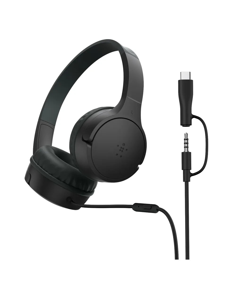 belkin-soundform-mini-casque-enfant-filaire-usb-c-jack-3-5-mm-noir-85-db image 1