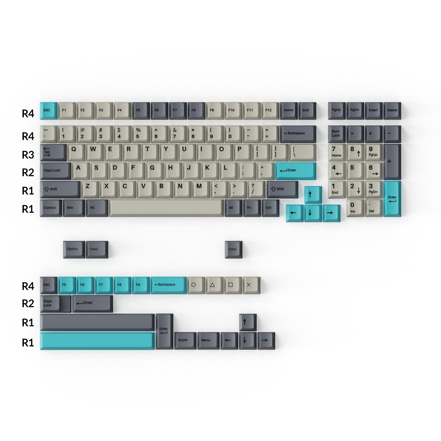keychron-cherry-profile-double-shot-pbt-set-complet-de-capuchons-dolch-blue image 2