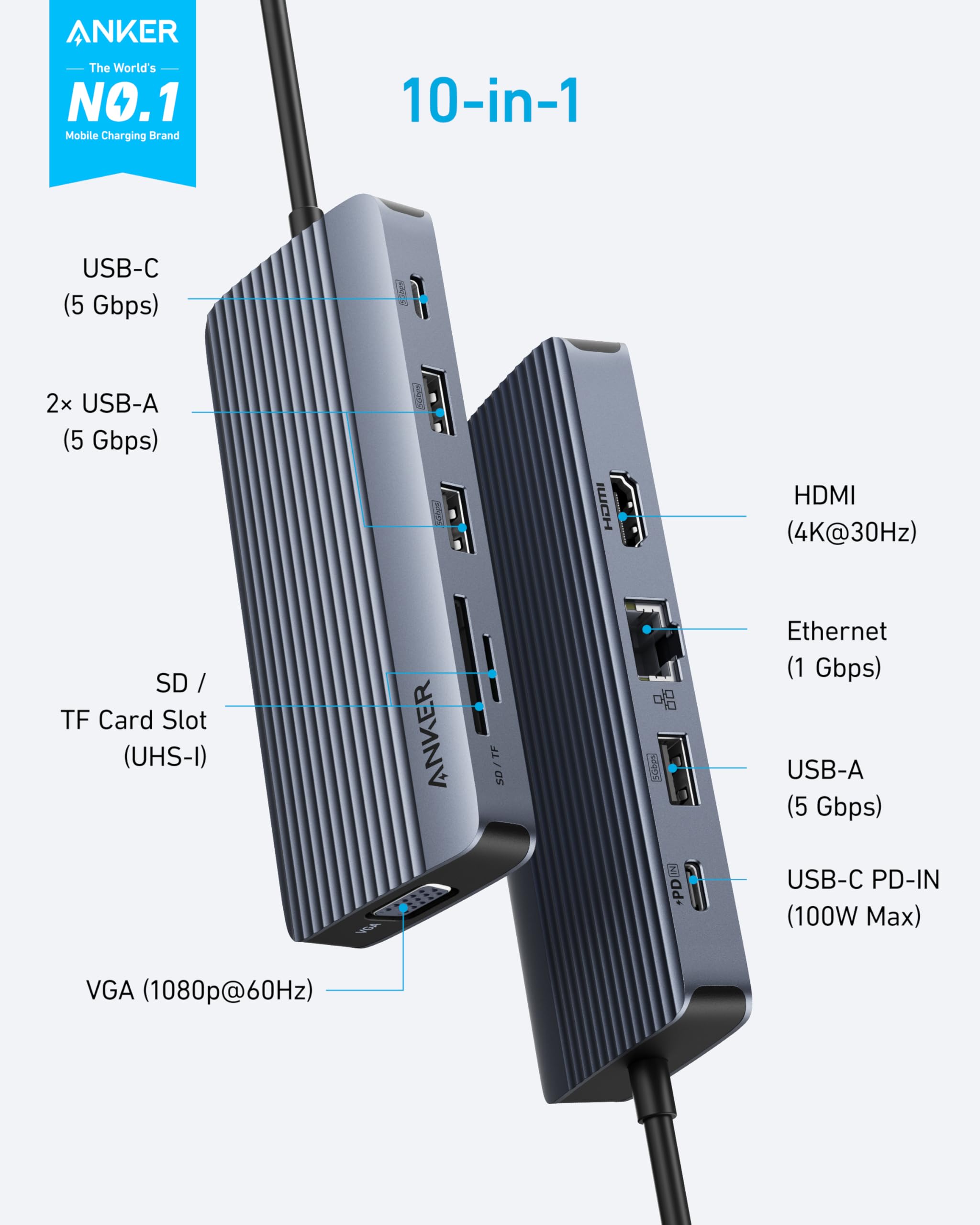 anker-hub-usb-c-10-en-1-double-cran-4k-hdmi-vga image 2